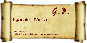Gyaraki Mária névjegykártya
